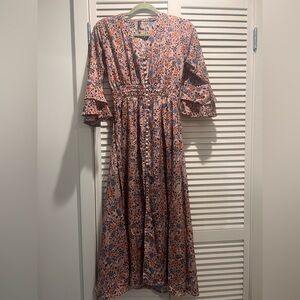 Pink Patterned Zara Midi Dress